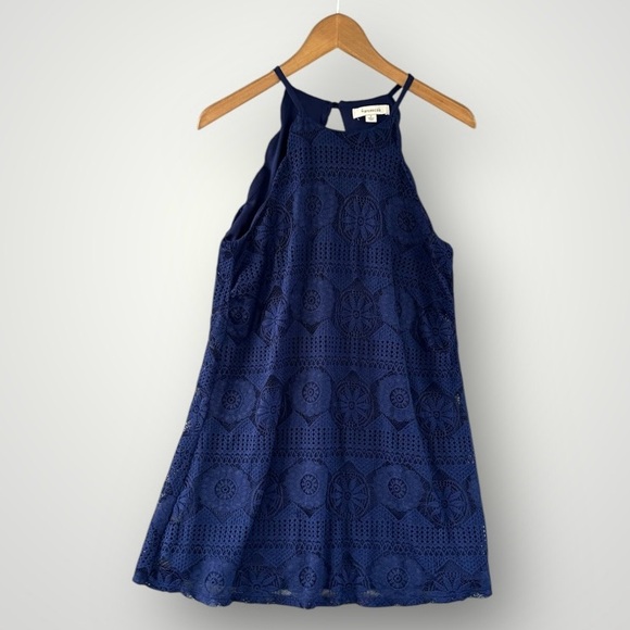 5 for $40 Francescas Lace Dress Women Size S Navy - Picture 1 of 6